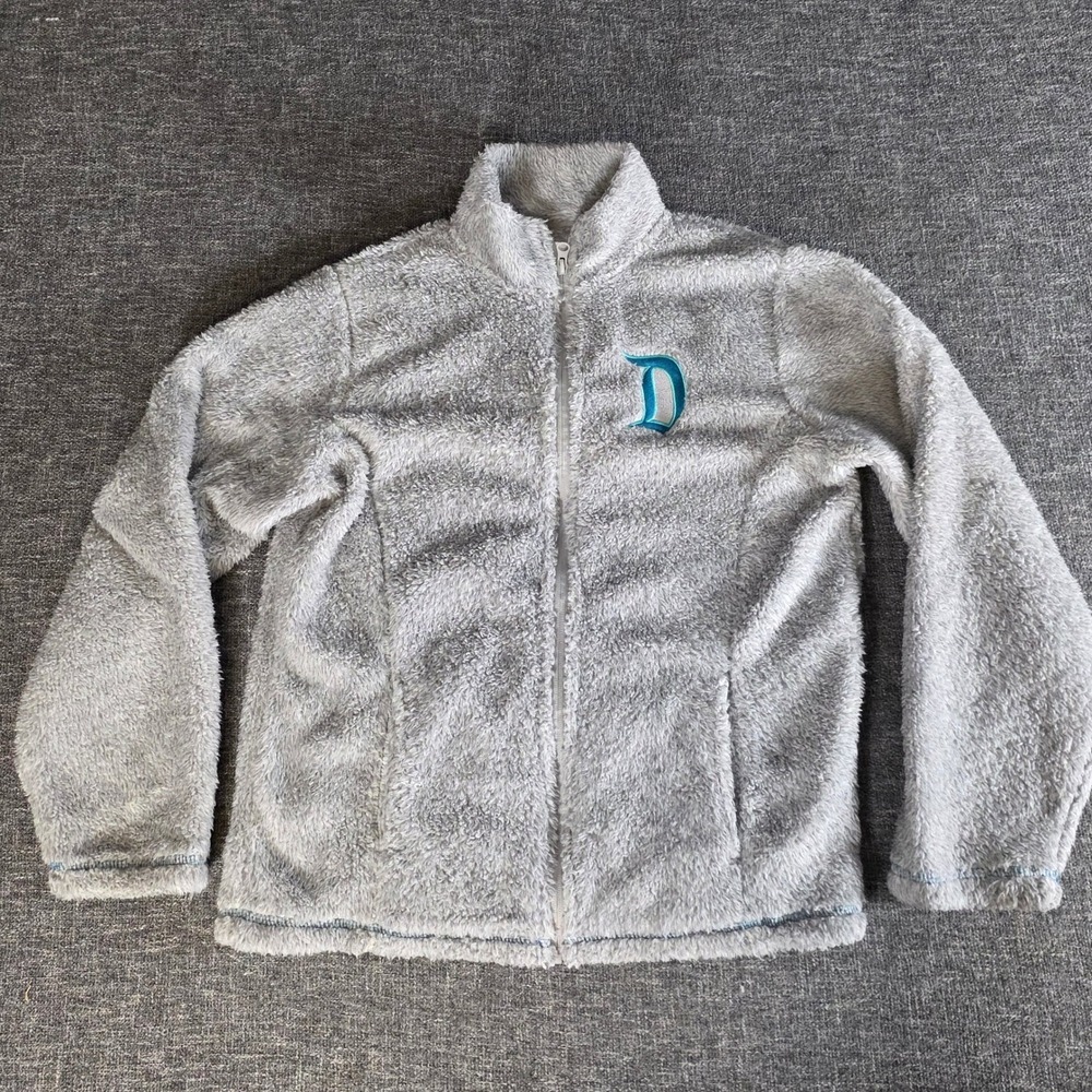 Disneyland Disney Parks Womens Small Gray Sherpa Fleece Full Zip Jacket Teal